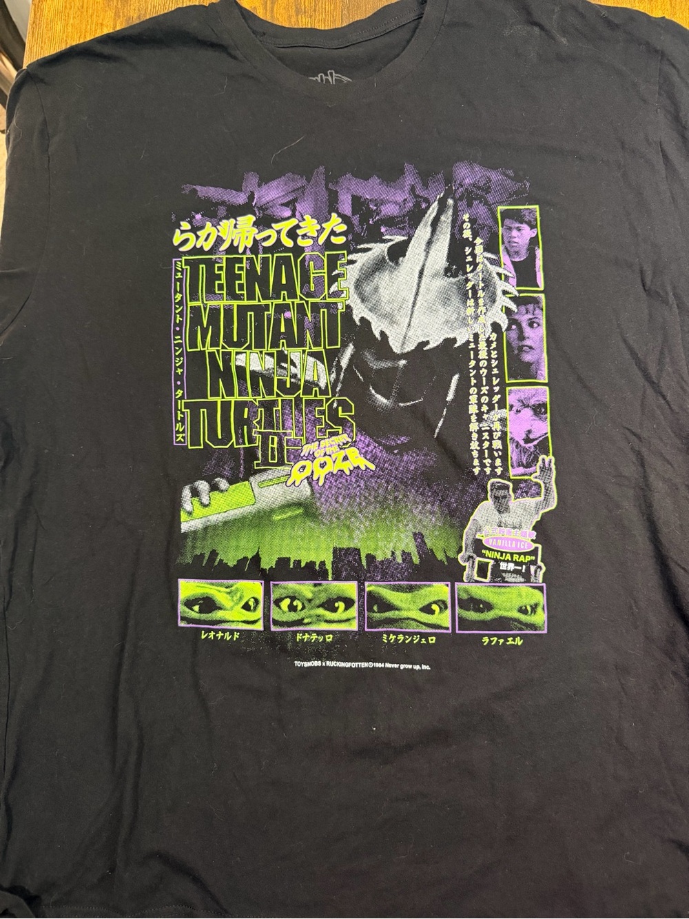 2XL Rucking Fotten Teenage Mutant Ninja Turtles II Graphic Black Tee